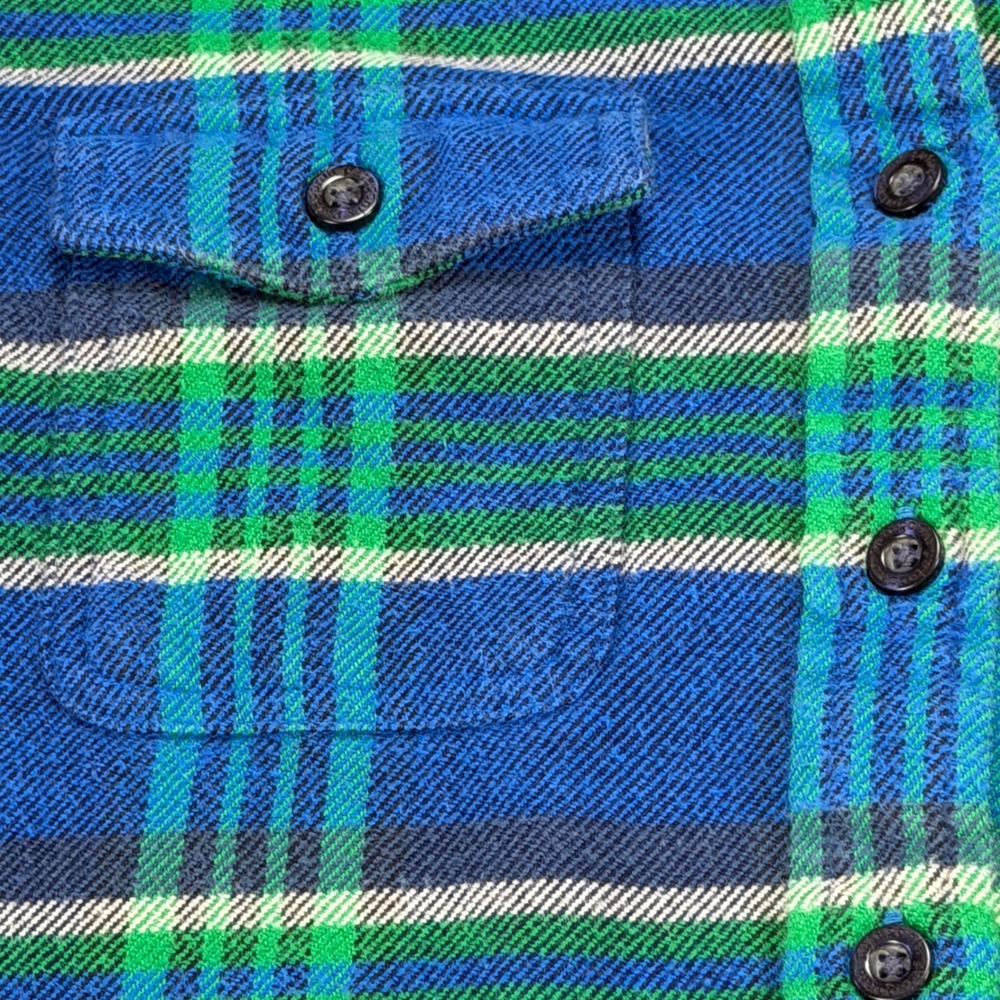 Patagonia Womens 2 Organic Cotton Flannel Plaid Button Down Shirt Blue Green - Picture 12 of 16